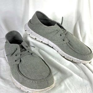 NorthSide Shoes Mens 14 Slip On Laced Loafers Sneakers Grey Textile Beachy Vibe